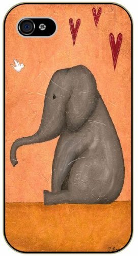 Elefante y pájaro, pensando en el amor   Funda de plástico negro para iPhone 5c / Animales y naturaleza