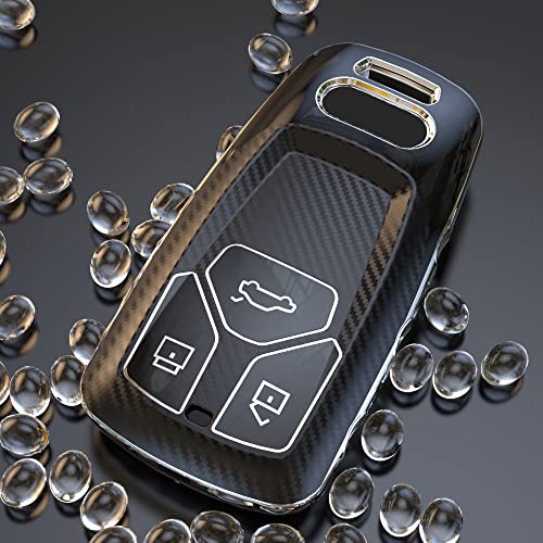 Image of ELOHEI Audi Car Key Cover, Silver TPU Key Fob Protector, Anti-Drop & Anti-Scratch, Fits Audi A4, A5, A6, A7, A8, Q2, Q5, Q7, TT, R8, etc. | Comfortable Grip,Responsive Buttons,Compatible with Audi A4 Q7 Q5 TT A3 A6 SQ5 R8 S5 Smart Accessories