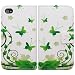 Bfun Packing Butterfly Green Card Slot Wallet Leather Case Cover for Apple iPhone 4 4G 4S AT&T Verizon Sprint