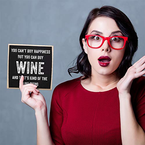 Can't Buy Happiness, Wine - Homey Feel Rustic Wooden Sign - Perfect For Farmhouse Kitchen, Dining Room, Bar House Decoration, Great Git For Wine Lovers, Black And White Print #TOP6