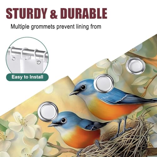 Rideau de douche imprimé nid d'oiseau en textile hydrophobe durable