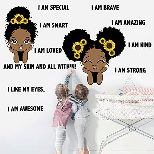 Black Girl Wall Decor Sticker Inspirational Quotes I'm Kind Wall Decals Positive Words Motivational Lettering African American Wall Stickers For Baby Toddler Room Decorations Nursery Playroom Bedroom Wall Decoration. #TOP2