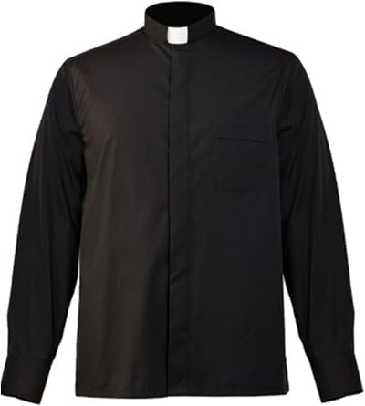 Clergy Shirt for Mens Long Sleeves Tab Collar Clergy Minister Priest Outfit Priest Costume Shirt Tops
