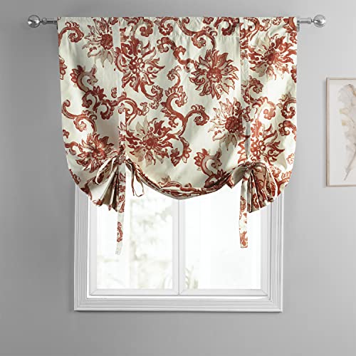 Image of HPD Half Price Drapes Room Darkening Tie Up Curtains 46 X 63 Inch Indonesian Printed Cotton Window Roll Up Balloon Curtain for Living Room, Kitchen PRTW-TUD40A-63 (1 Panel), Indonesian Rust