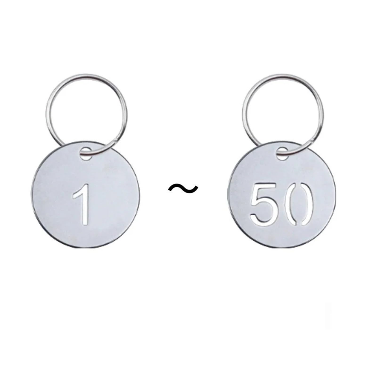 Etiquetas de plástico para números de identificación, 100 unidades, acero inoxidable, 23 mm, redondas, llaveros, cadenas de dulces, regalos de joyería para restaurante, cafetería, taquillas, hoteles