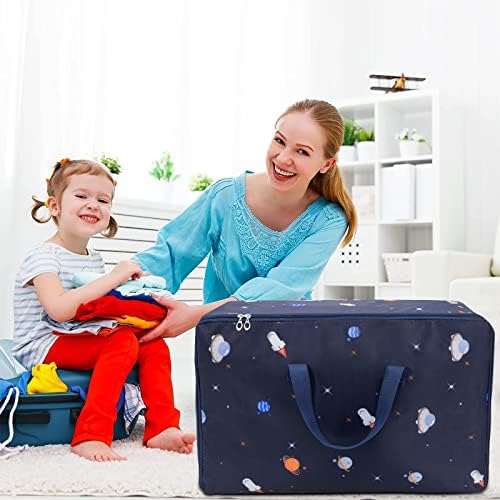 105 L Clothing Storage Bags with Handle and Zipper,Travel Moving Bags for Clothes Throw Pillows Quilts, Moisture proof Luggage Bags,Sturdy, No-Smell(Navy Blue)