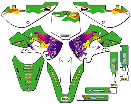 2002-2009 KLX 110 Throwback Green Senge Graphics Base Kit Compatible with Kawasaki