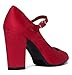 Mary Jane High Heel - Cute Round Toe Block Heel - Classic Comfortable Easy Dress Shoe - Skippy by J Adams, Lips Suede, 6 B(M) US