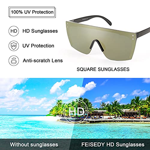 FEISEDY Shield Occhiali da Sole Donna Uomo Flat