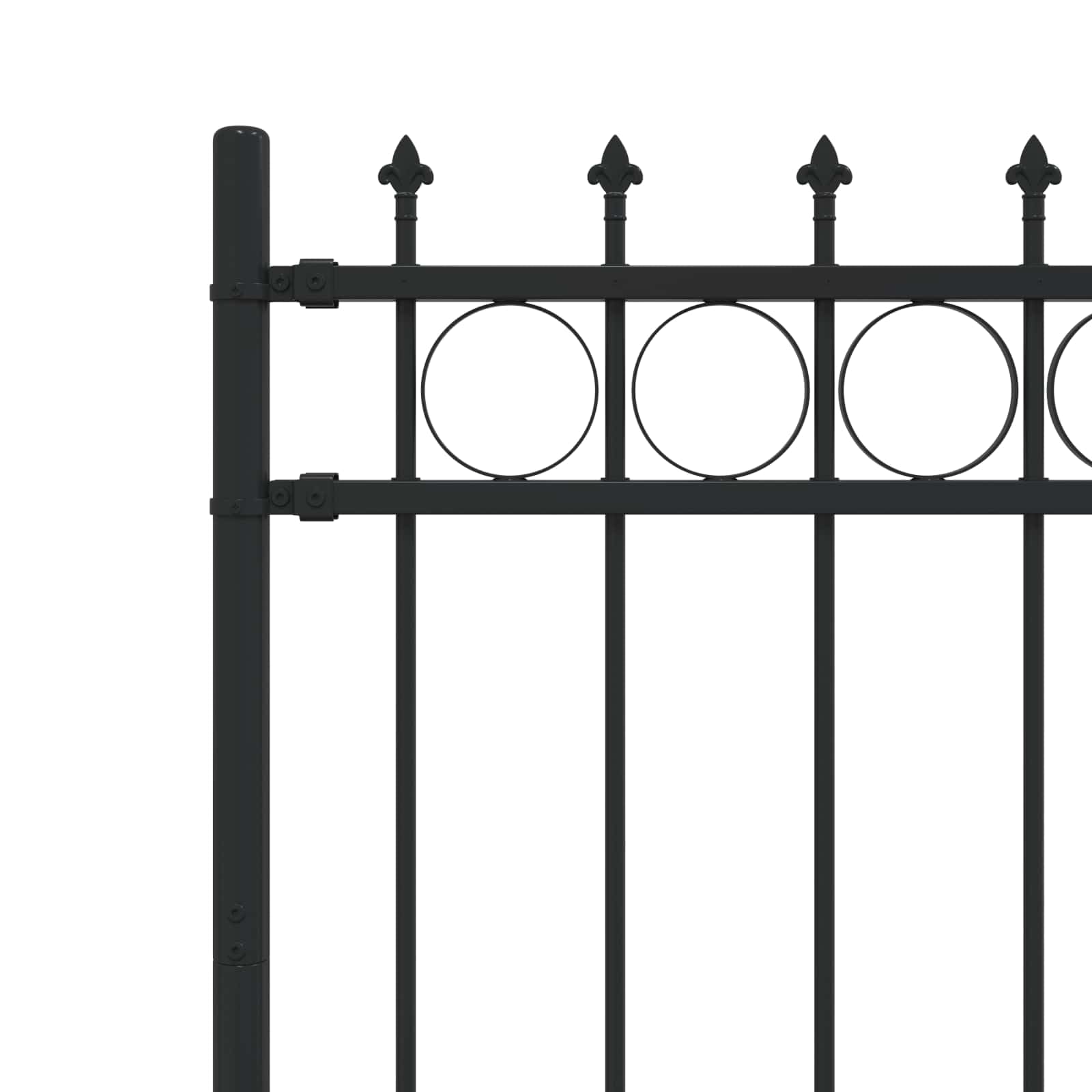 Spike-Ringzaun HORST Schwarz pulverbeschichteter Stahl 200x150 cm Zaunelement Gartenzaun mit Sichtschutz und Speerspitze für Terrasse, Balkon, Vorgarten und Außenbereich
