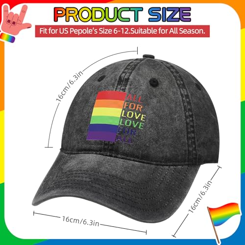 Image of Shyyween LGBT Baseball Hat Pride Rainbow Denim Hats Love is Love Vintage Baseball Cap Adjustable LGBT Cap for Men Women Gay Pride Accessory