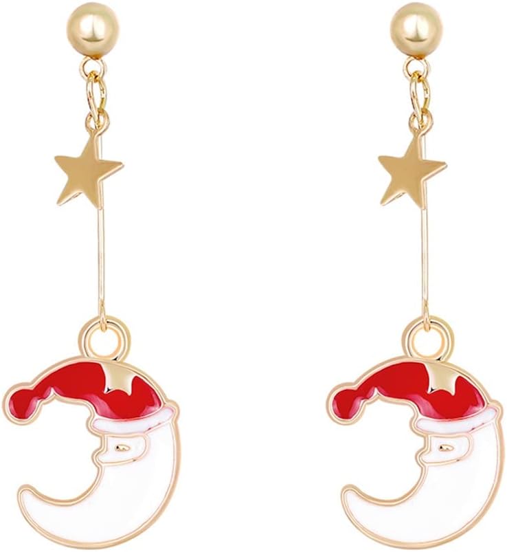 Female Stylish Moon Form Xmas Cap -Allergic Ear Women's Jewelry