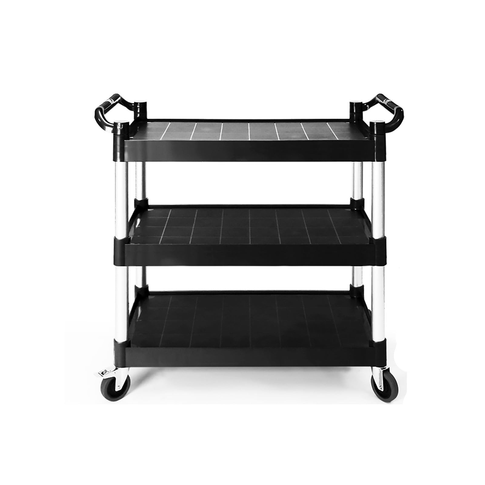 Three-Tier Storage Trolley,Restaurant-Specific Cutlery Recycling Cart, Suitable For Hotels,Restaurants, And Kitchens(Black)