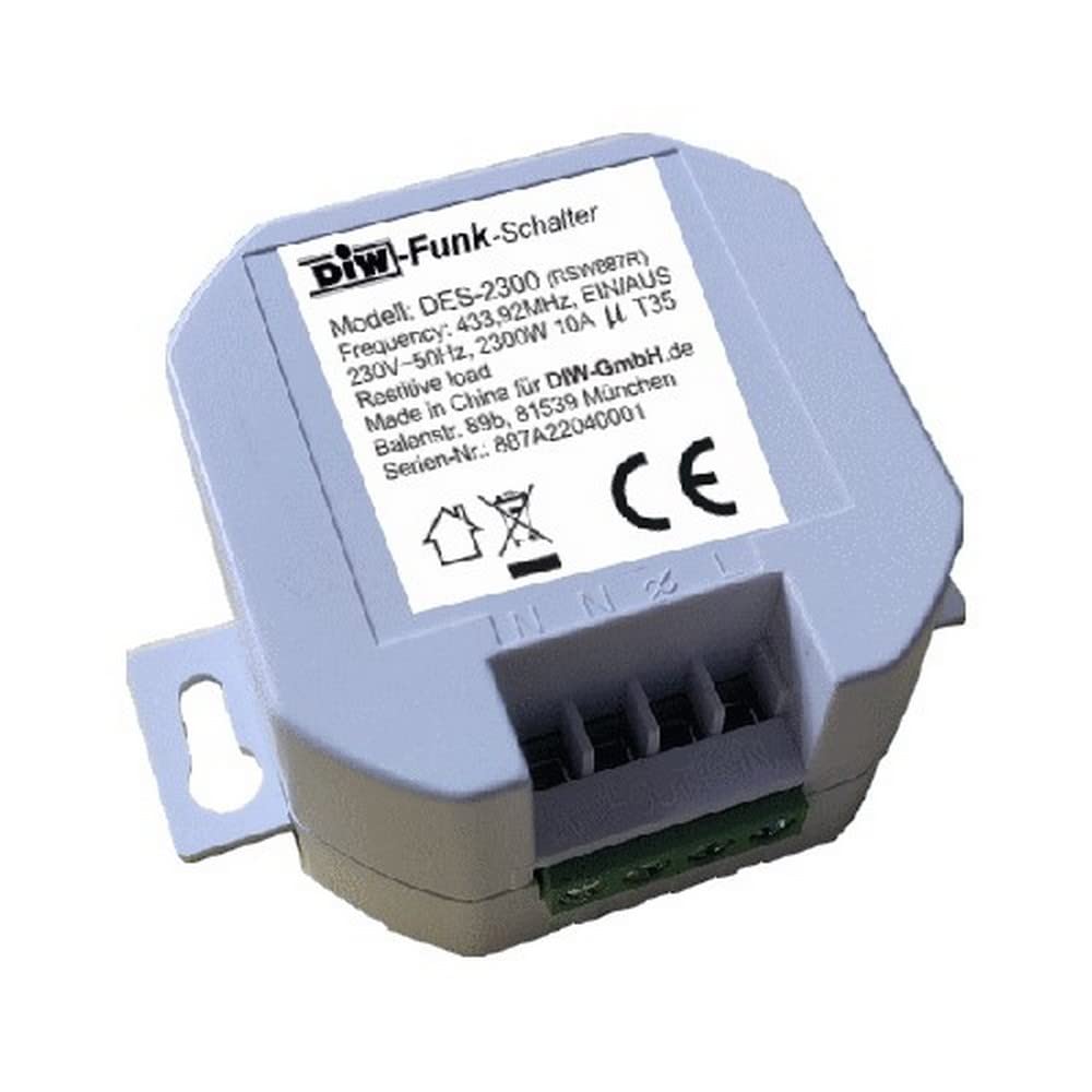 Minuteur PT-541 - Émetteur mural sans fil avec arrêt automatique programmable 5 temps + interrupteur radio encastrable DES-2300 230 V/2300 W
