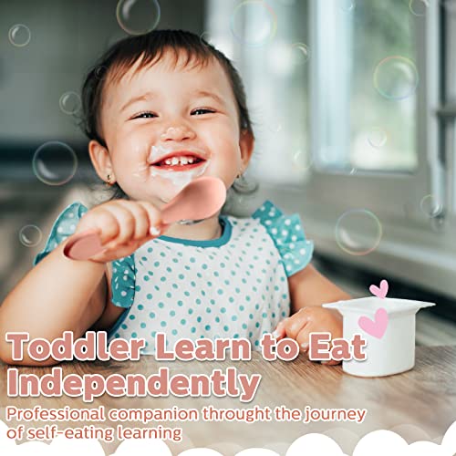 6-Pieces-Silicone-Baby-Cutlery-Set-Baby-Spoon-and-Fork-Set-Toddler-First-Self-Feeding-Weaning-Utensils-Set-for-Over-6-Months-Babies-Boy-Girl-Toddlers-Unicorn-ColorSimple-Style