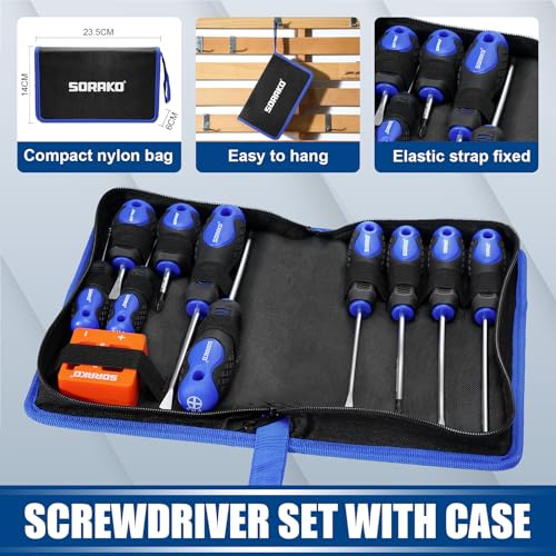 SORAKO 11 PCS Magnetic Screwdriver Set,5 Phillips Screwdrivers and 5 Flat Head Screwdrivers,Made of Heavy-Duty Chrome Vanadium Steel with 2-in-1 Magnetizer,Professional Non-Slip Handle 4 SORAKO 11 PCS Magnetic Screwdriver Set,5 Phillips Screwdrivers and 5 Flat Head Screwdrivers,Made of Heavy-Duty Chrome Vanadium Steel with 2-in-1 Magnetizer,Professional Non-Slip Handle - Image 4