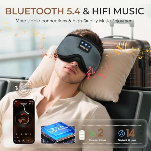 BeMyLady Bluetooth 5.4 Sleep Mask w/ Built-In Headphones & 14H Battery (2 Colors) - image 5