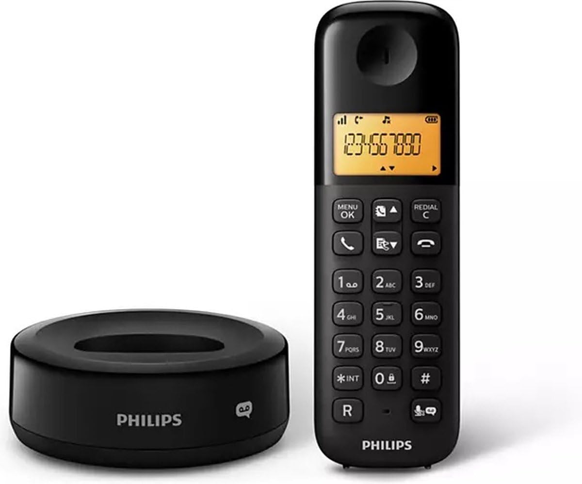 Philips Teléfono Inalámbrico, D1651B/01, DECT, Doméstico, Conexión de Línea Fija, Contestador Automático, Negro — view 2