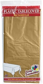 Plastic Party Tablecloths - Disposable, Rectangular Tablecovers - 4 Pack - Gold - By Party Dimensions