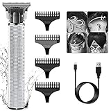 SURKER Electric Hair Trimmer Clippers Barber Mens Hair Beard Shaver Grooming Waterproof Rechargeable Cordless Close Cutting T-Blade Trimmer Hair Clippers (Silver