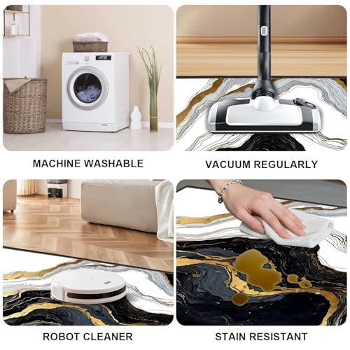 Tapis antidérapant lavable pour entrée et salon design marbre chic