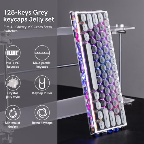Image of dagaladoo PBT Keyboard keycaps,Grey moa keycaps Jelly