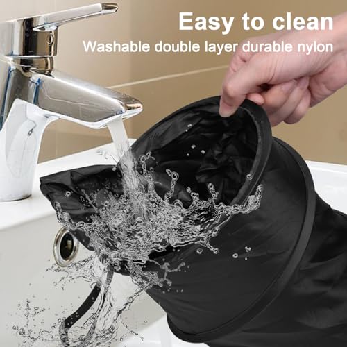 Image of Car Trash Can, 2.6 Gallons Car Garbage Can, Collapsible Trash Bin | Pop-Up Trash Can for Car Front Back Seat, Portable Car Trash Bag Hanging for Vehicle SUV Rv Truck Accessories Interior, Black