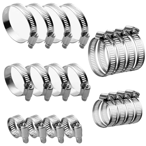 Zephyra 20 Pièces Colliers de Serrage en Inox 304, Set de 5 Tailles (6-51 mm), Colliers Réglables pour Tuyaux, Câbles et Installations, Fixation pour Jardin, Piscine et Électroménager