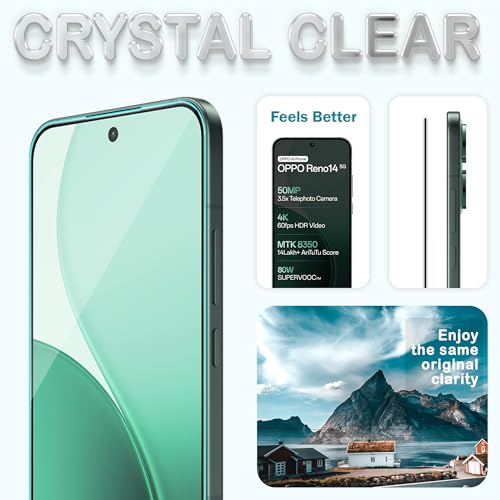 Image of FIRST MART Tempered Glass for Oppo Reno 14 and Reno 13, 9H 0.3 mm Full-Glue Screen Protector with Cable Protector, 3D Edge-to-Edge, HD Clear, Case-Friendly, Black, Pack of 1