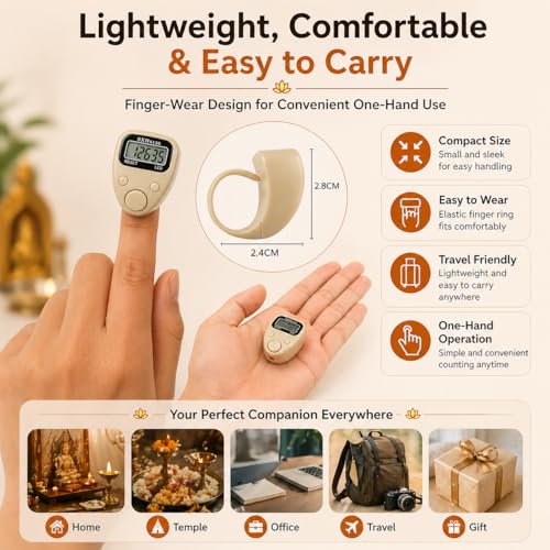 Image of Digital Finger Ring Tally Counter - Electronic Hand Counter for Mantra Jap, Cricket Umpire, Vehicles, Visitors & Counting | 5-Digit LED Display | Portable Multi-Use Tally Machine (LED Ring)