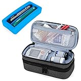 Luxja 2 Layers Insulin Case with an Ice Pack - Holds 6 Vials (10ml) or 2 Insulin Pens, Diabetic Bag with Supplies Storage Pockets, Black