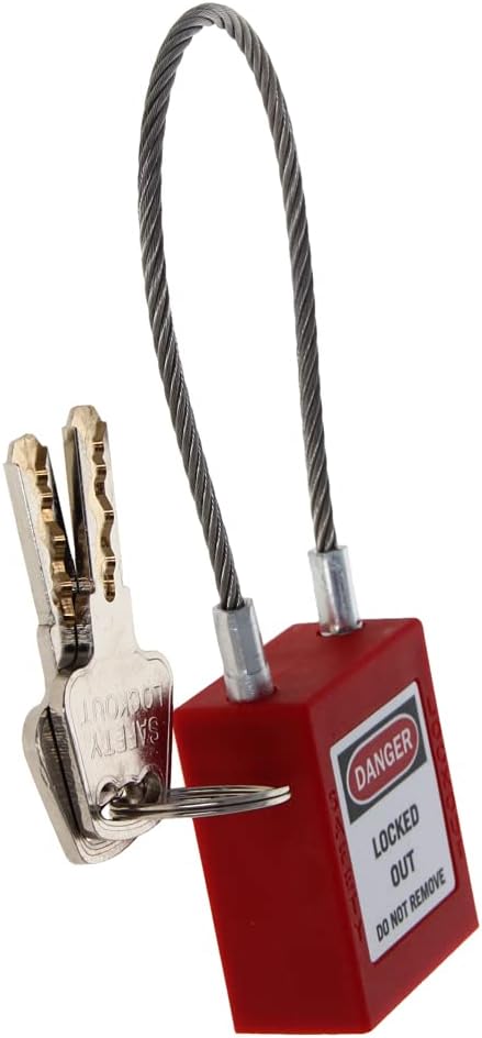 Yinpecly Lockout Tagout Locks,Nylon Loto Locks Keyed Alike Lock Out Tag Out Shackle Safety Padlock Red 2PCS