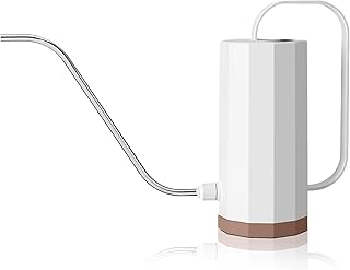 じょうろ おしゃれ ロングスパウトじょうろ ウォータージャグ ガーデニングじょうろ 1200ml 長い注ぎ口 プラスチック+ステンレス素材 水まき缶 屋内屋外じょうろ 持ち運びが簡単 水差し 園芸用 スプリンクラー 散水機 ジョウロ 大容量 ファッションじょうろ 装飾用 北欧スタイル 花に水をやる 多肉植物 花瓶 水筒 (オフホワイト)