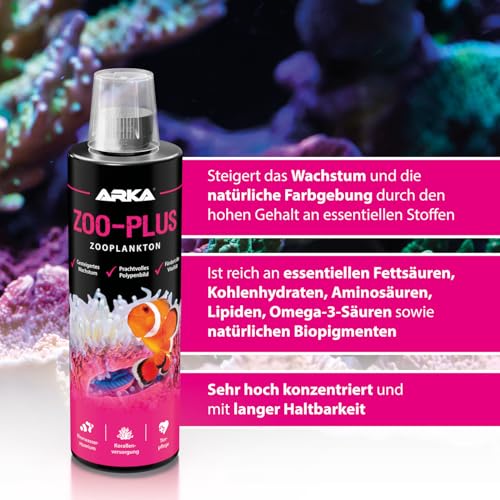 ARKA Zoo-Plus - 118 ml - Hochwertiges, konserviertes Futterplankton für Korallen und Fische in Meerwasseraquarien.