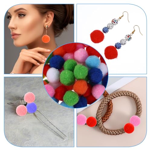 Tyqour 100 Stück Bunte Pompons zum Basteln, 3cm Bunt Filzkugeln Pompoms Bommeln zum Basteln Groß Pompons Bunte Pom Poms für Weihnachten Ostern Kinder DIY Kreativen Handwerk Dekorationen