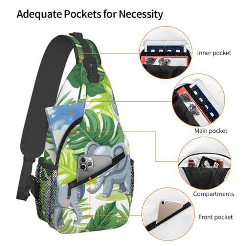Bolso bandolera sling con dibujo de elefante y tortuga miniatura 4