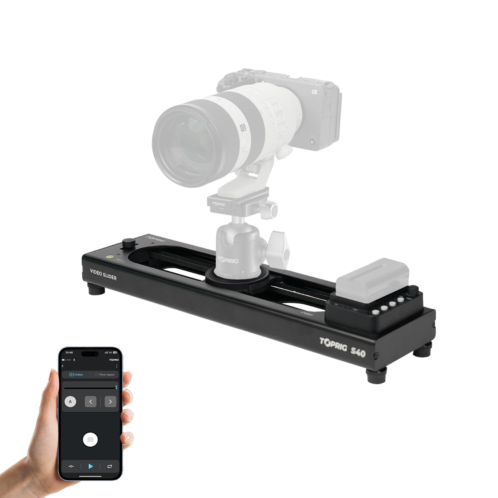 Accsoon 40cm Kamera Slider Motorisiert Videoschlitten, Bluetooth-Video-Slider mit APP & Knopfsteuerung - Elektrischer Kameraschlitten für Zeitraffer, Loop-Modus, 120° Panorama & Geschwindigkeitsregler