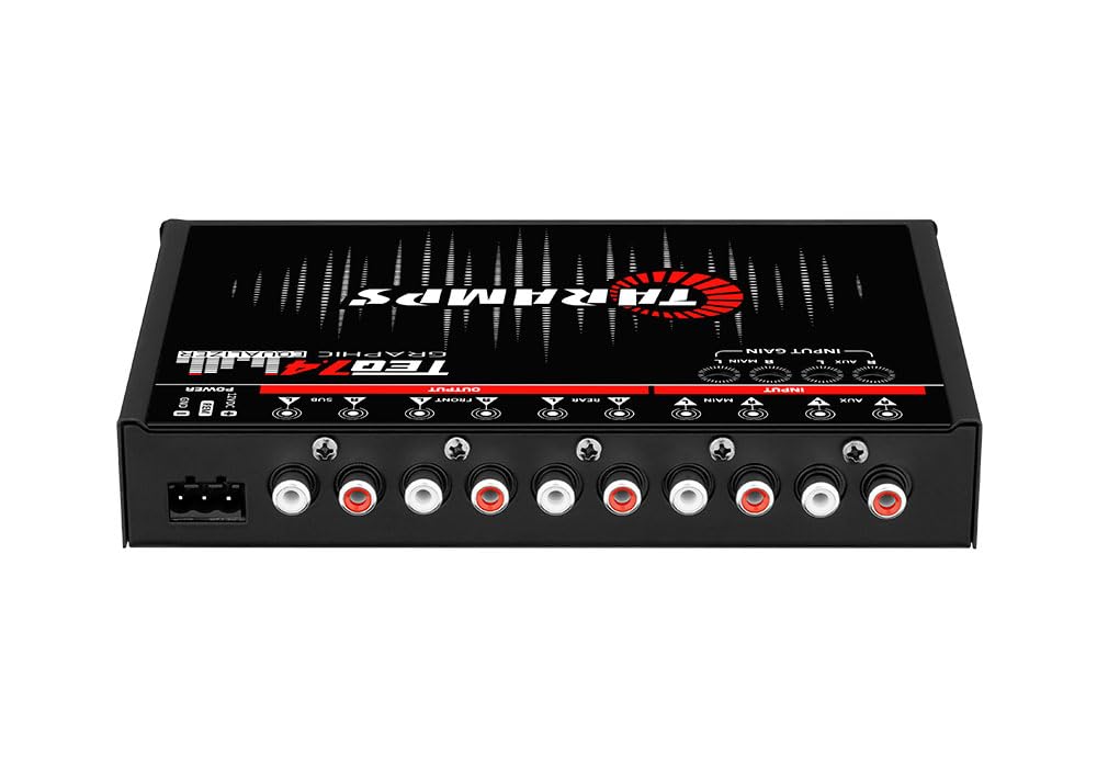 TARAMPS TEQ 7.4 Pro - Sistemas de audio para coche, ecualizador gráfico de 7 bandas, ecualizador de iluminación azul, capacidad avanzada, ajuste de canal de entrada, control de volumen principal