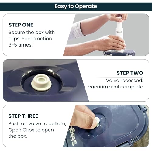 Image of Stegl Vacuum Container Set Of 4 - Airtight Glass Containers | Keeps Food Fresh 5x Longer | Microwave & Dishwasher Safe | German Engineered | Multicolor