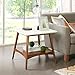 Madison Park Parker End Tables-Solid Wood, Two-Tone Finish with Lower Storage Shelf Modern Mid-Century Accent Living Room Furniture, Medium, Off-White/Pecan