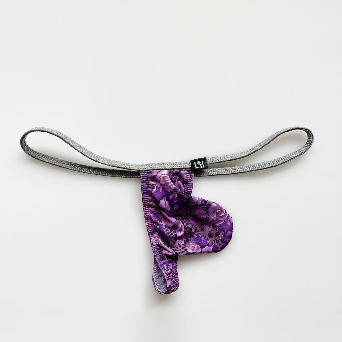 Men's Ice Silk Flower Printed Pattern G-String Thongs Underwear Bulge Pouch T-Back Thongs Underwear Panties
