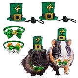 4 Pack St. Patricks Day Small Animal Hats Rabbit Shamrock Irish Bow Tie with Bell Hamster St. Patricks Day Costume for Bunny Hamster Guinea Pig Ferret Sugar Glider S