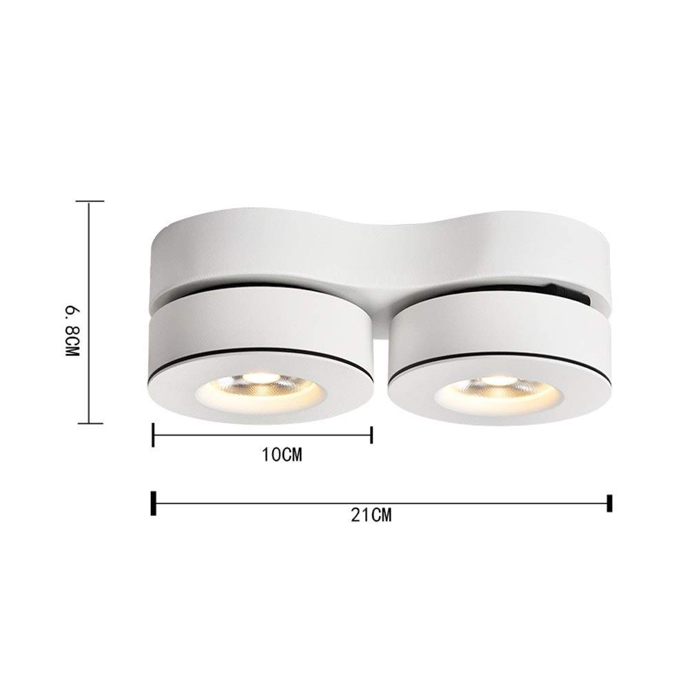 Faretti Da Incasso Nordici Super Luminosi A Doppia Testa Da 12W Cob, Senza Strobo, A Risparmio Energetico, Orientabili A 220°, Per Soffitto, Illuminazione Commerciale, Co,White-Warm light3000k