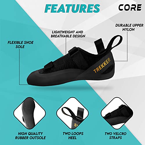 Core Climbing Shoes - Lightweight Breathable Rock Shoes With Dual-Strap Closure - Snug Fit Non-Slip for Wall and Hiking4