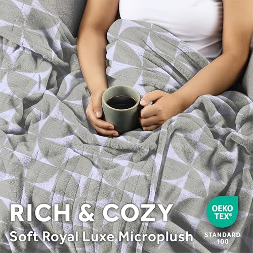 Sunbeam Royal Luxe Microplush Manta Eléctrica Térmica, 50" x 60", Apagado Automático 4 Horas, Calentamiento Rápido, Lavable a Máquina, Gris Geométrico miniatura 4