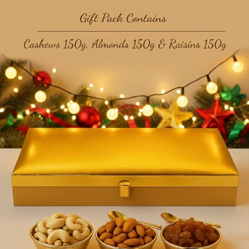 Image of Purevida Premium Dry Fruits Gift Box | Almonds, Cashews & Raisins | Luxury Festive Hamper for Christmas & New Year | Corporate, Wedding & Holiday Gifting - Pack of 6