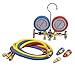 Biltek HVAC R12 R22 R502 A/C Diagnostic Manifold Gauge Kit w/Quick Coupler High/Low, Black (NPTC-560G-134-1L)
