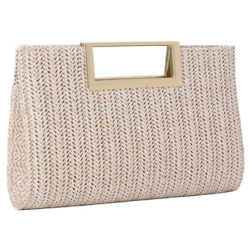 Bolso de mano tejido de rafia para mujer miniatura 1