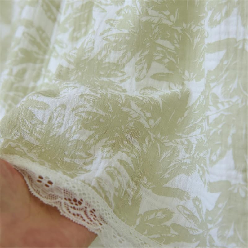 Shanghai Story Men's Notched Collar Short Sleeve Sleepwear Short Pants Pajamas Sets Lace PJS Green 7