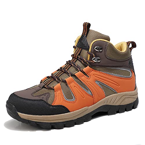 PDUEX Thermal Products Mountaineering Shoes Outdoor high Shoes Hiking Shoes Cross Country Running Shoes Men's Shoes to Protect Your feet (Color : Orange, Size : 8.5) - Main Image